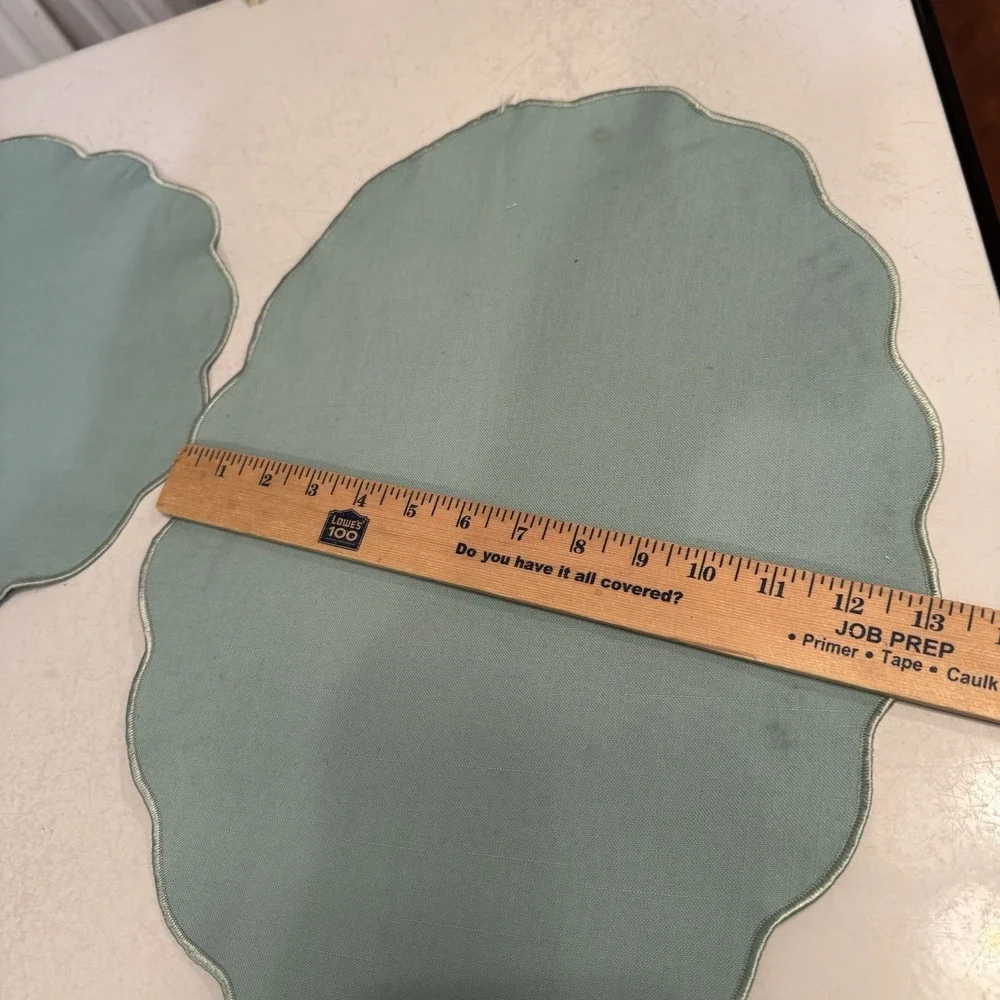 Vintage Placemats Scalloped Teal Blue Green Cottage Granny Set‎ of 6 & 2 Napkins